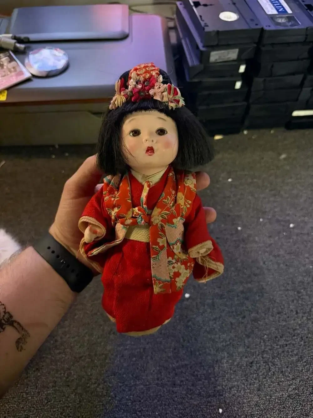 Vintage Japanese Ichimatsu Gofun Doll in Traditional Kimono